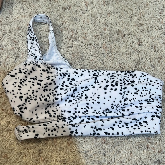 White and black polka dot swimsuit top - Picture 1 of 2